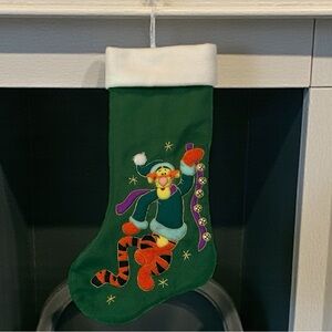 Vintage Disney Licensed Tigger 3D Green Felt Applique Stocking Excellent 19”